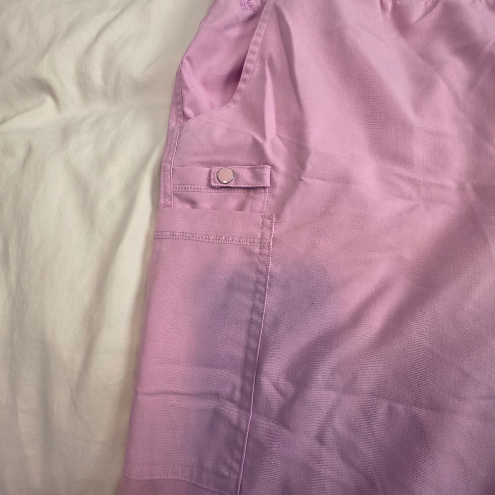 Med Couture Touch Cargo Scrub Pants Women XL Lilac Good Stretch Pockets - Picture 5 of 13